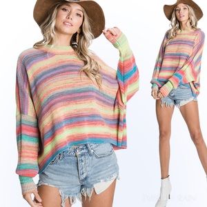 LAST FULL 3 PK | Multi Color Striped Sweater Top